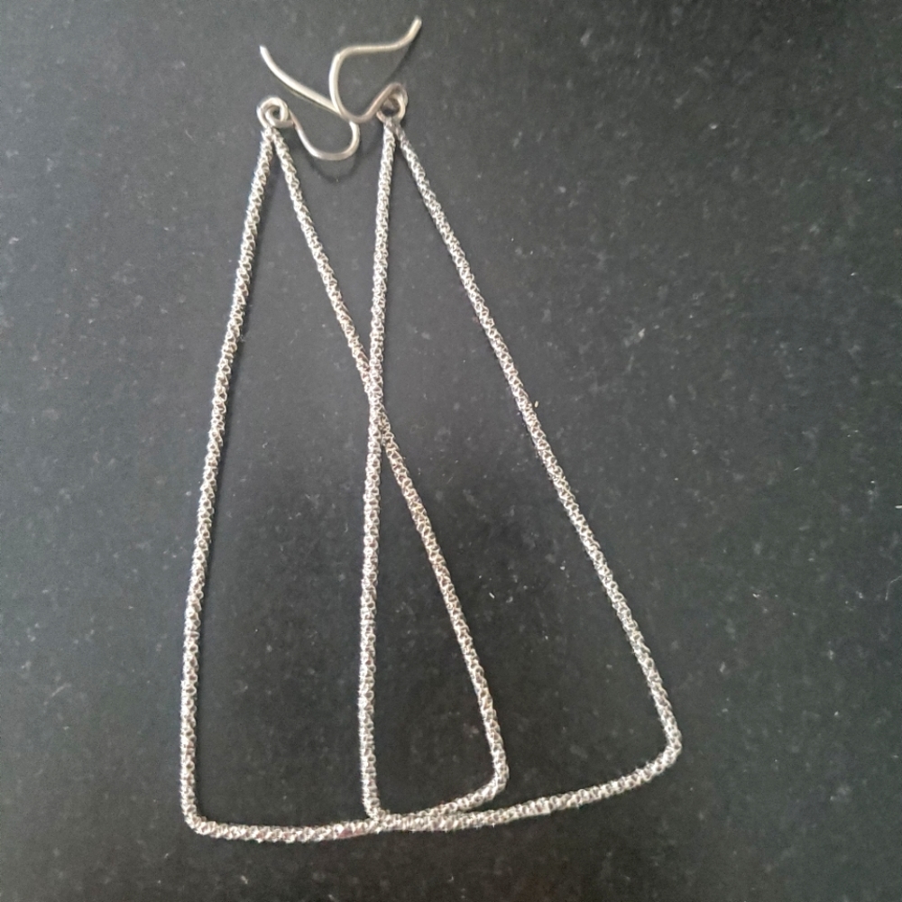 Dogeared Sterling Silver 3 in Triangle Sparkle Earrings